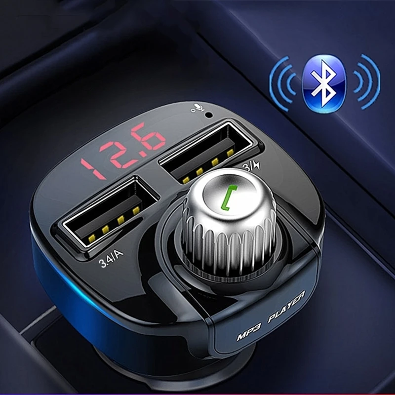 

FM Transmitter Aux Modulator Bluetooth Handsfree Car Kit Car Audio MP3 Player with 3.4A Quick Charge Dual USB Car Charger