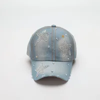 COKK Denim Baseball Cap Women Summer Fall Sunshade Fashion Star Shinning Cap Female Hat Casual Adjustable Snapback Gorro 2