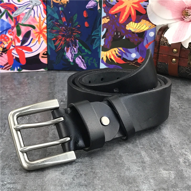 cowboy belt Super Wide 4.2CM Luxury Thick Genuine Leather Men Belt Double Buckle Belt Ceinture  Leather Belt Men Jeans Trouser Belt MBT0018 black leather belt