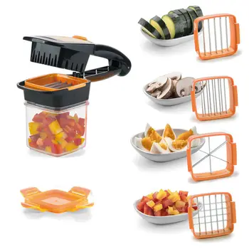 

2 in 1 vegetable dicer and storage container Stainless Steel Multi-functional Kitchen Vegetable Dicer manual Chopper