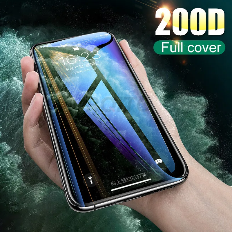 

200D Full Cover Glass For iPhone 11 Pro Max Tempered Glass X XS Max XR Screen Protector Glass For iPhone 6 6s 7 8 Plus X Film
