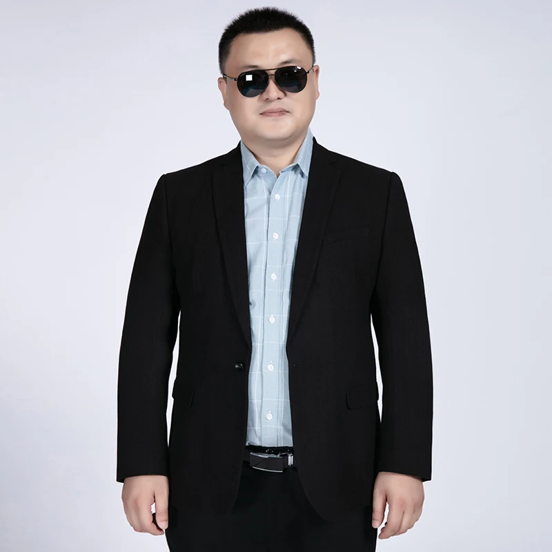 Black 8XL 7XL New Slim Fit Casual jacket Cotton Men Blazer Jacket Single Button Mens Suit Jacket Autumn Patchwork Coat Male Suite - Цвет: Black