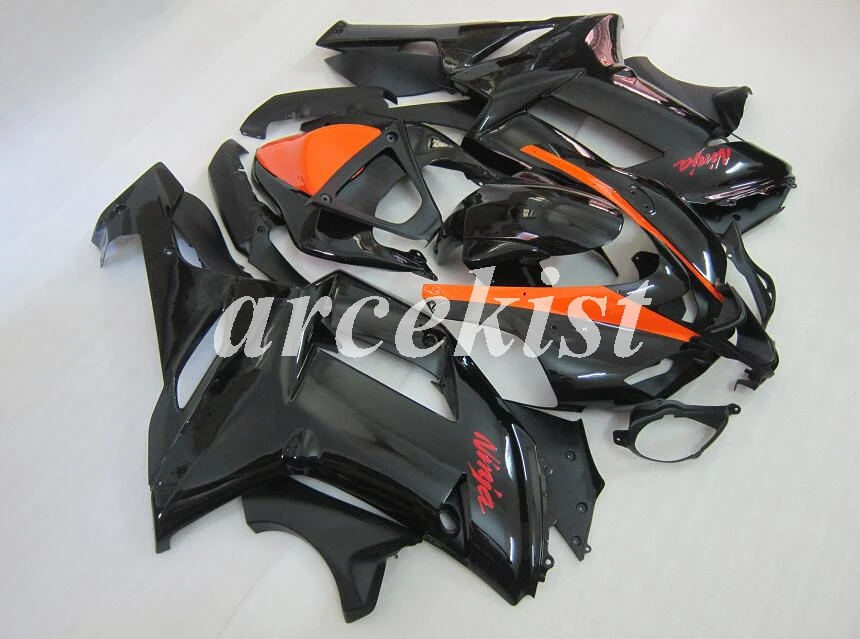 4 подарки ABS Обтекатели комплект подходит для kawasaki Ninja ZX6R 636 2007 2008 07 08 6R bodyкомплект кузова на заказ черный оранжевый Лидер продаж