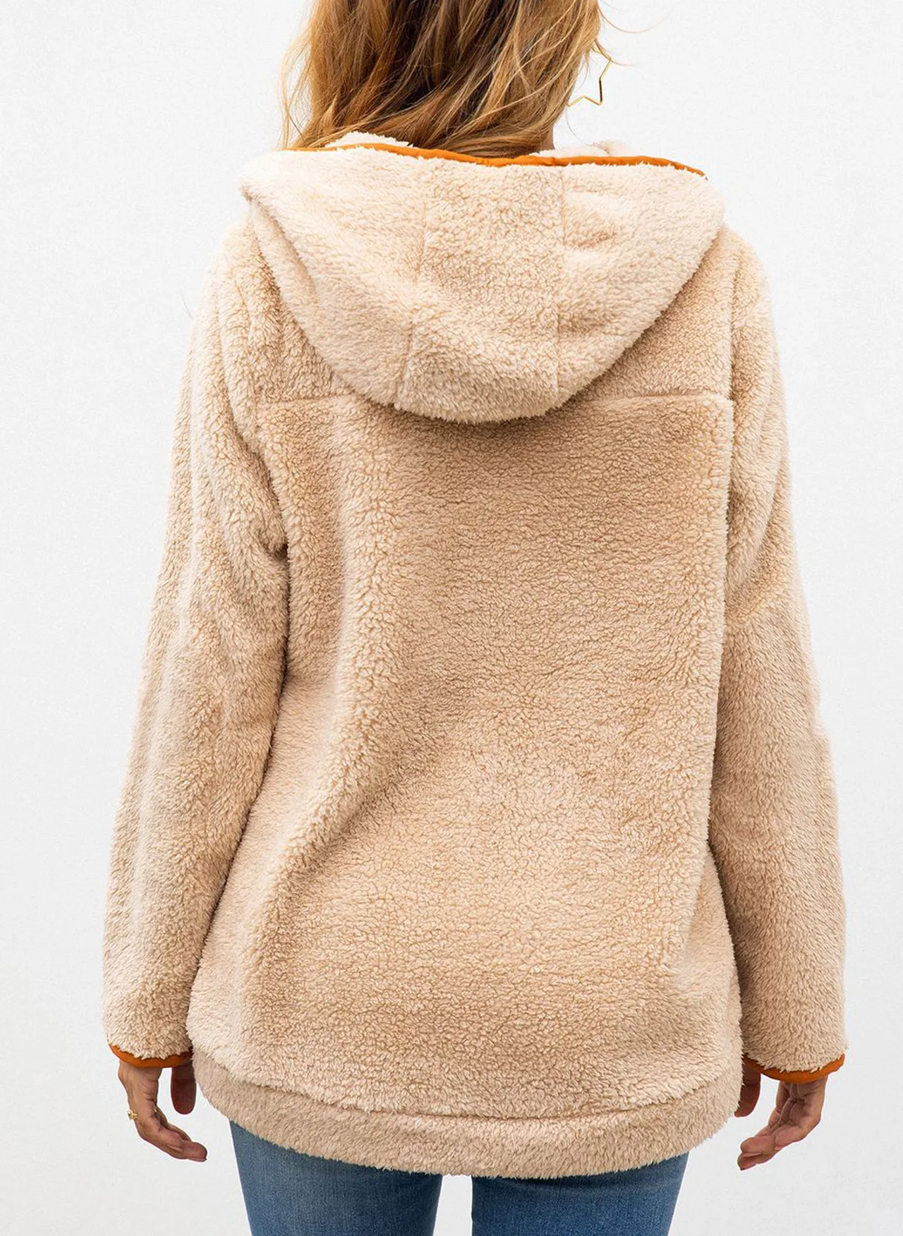 Autumn Winter Hoodies Women Woolen Top Wool Patchwork Pockets Zippers Sweatshirts Spliced Turn-down Collar Pullovers