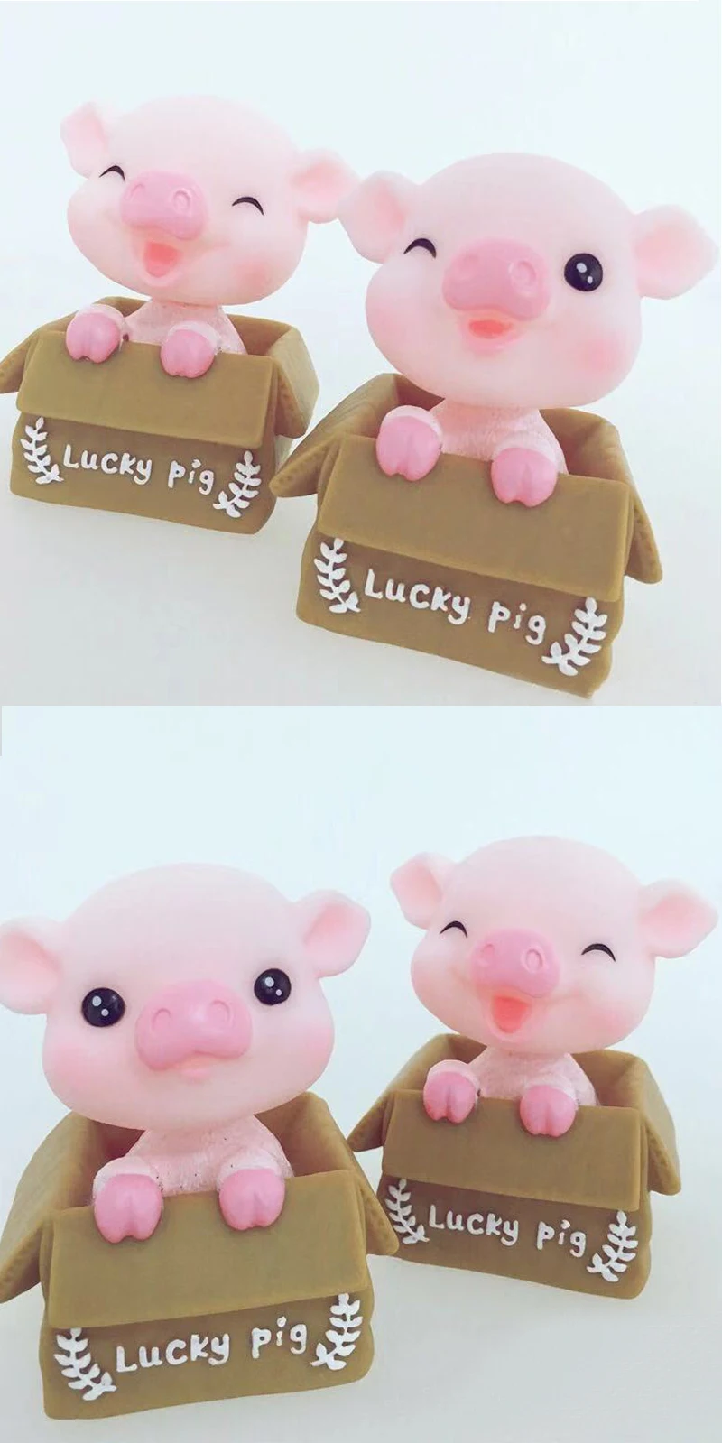 Car Interior Cute PVC Shake Head Lucky Pig Doll Vehicle Decoration Spring Shaking Head Pig Dolls Ornaments Supplies