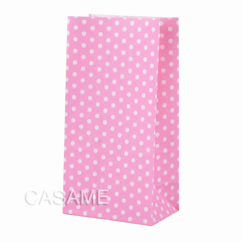 Light pink dot Мини-пакеты из крафт-бумаги, 10 шт./лот, сумки в горошек для детской вечеринки, дня рождения, пищевая бумага, крафт-упаковка, подарочная упаковка - Цвет: Light pink dot