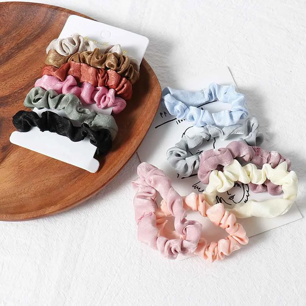 Набор для женщин и девочек, одноцветная элегантная резинка для волос, резинка для волос