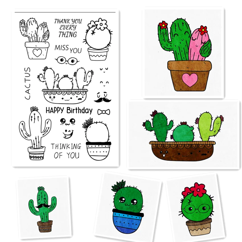 11x16cm Cactus Family Transparent Silicone Rubber Clear Stamps Cartoon Scrapbooking Diy Easter Children S Toys Album Stamps Aliexpress