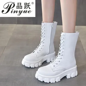 

size 35--40 Fashion Boots Women Warm Boots Heel Boots For Woman Zip Platform Black Basic Lace Up Women Shoes Botas