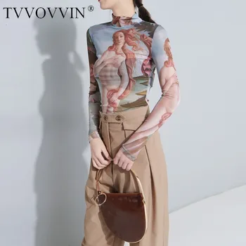 

TVVOVVIN 2020New Tattoo Half Perspective Vintage Slim Sexy Retro Tshirt Tops Harajuku Summer Top Korean Women Gothic Tshirt H827