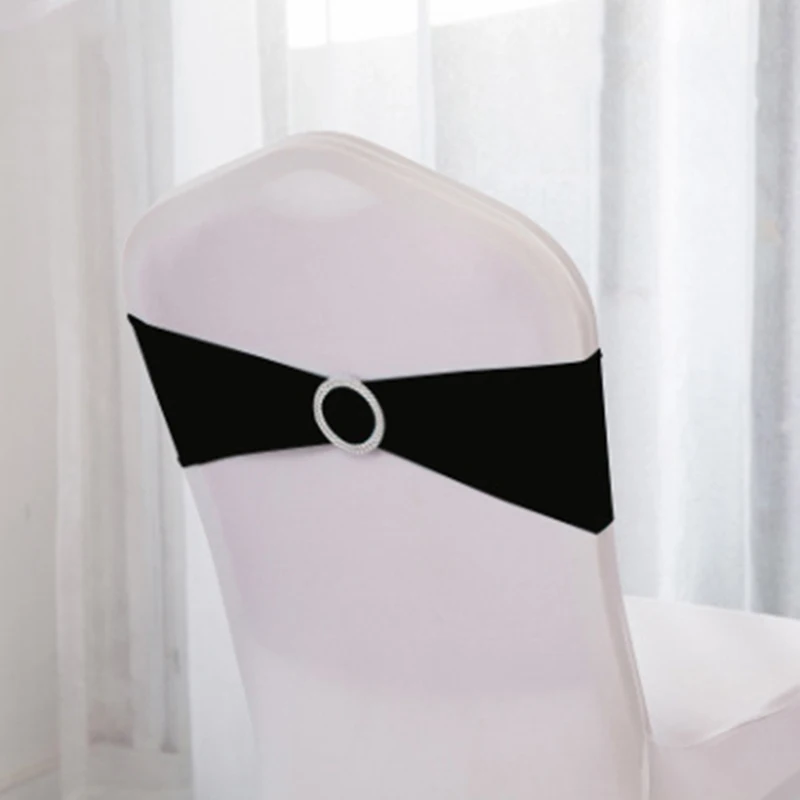 Stretch Wedding Chair Cover Band With Buckle Slider Sashes Bow Decorations Weddings Events&Party Banquet Decoration Wholesale