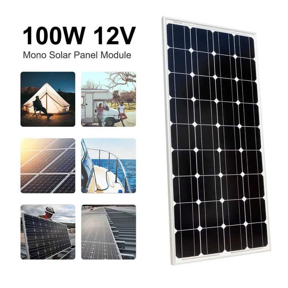 ECOWORTHY 100 Вт монокристаллическая солнечная панель 5 м кабель для 12 В батареи для дома на колесах Кемпер Караван Лодка зарядное устройство 100 Вт