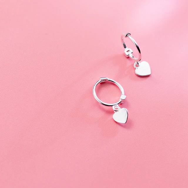 Pendientes de plata de ley 925 con forma de corazón pequeño para mujer, aretes colgantes para chica joven, regalo de boda para adolescentes, joyería Brincos _ - AliExpress Mobile