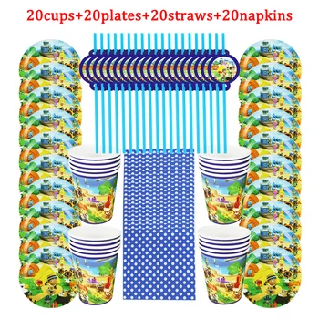 

80Pcs Animal Crossing Theme Kid Favor Birthday Party Paper Disposable Cup+Plate+Napkin+Straw Decoration Party Supplies