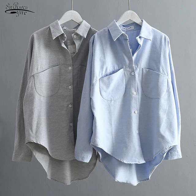 US $13.93 2019 New Long Sleeve Plus Size Solid Blouse Women Shirt Casual Loose Vintage Cardigan Women Blouse 