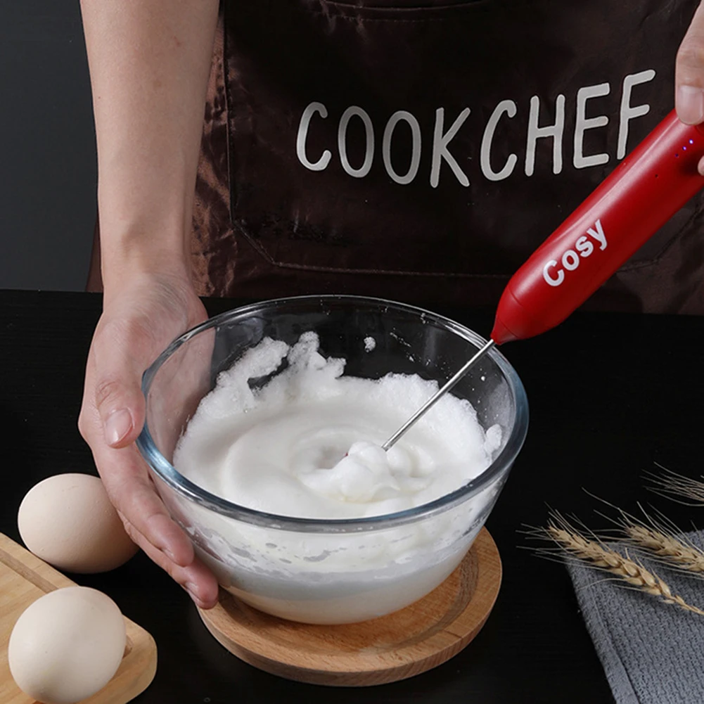 Eggbeater eléctrico de mano recargable por USB, máquina automática de café con leche y bebidas, vaporizador de 3 velocidades, herramienta de cocina