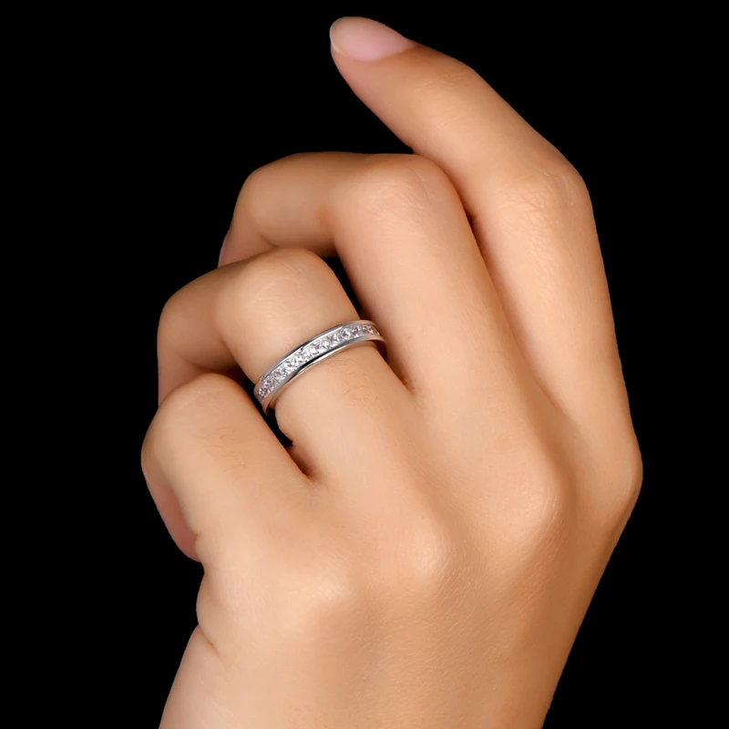 Fashion 925 Sterling Silver Full Eternity Women Engagement Ring Simulated Diamond Wedding Silver Bridal Rings Jewelry - 6