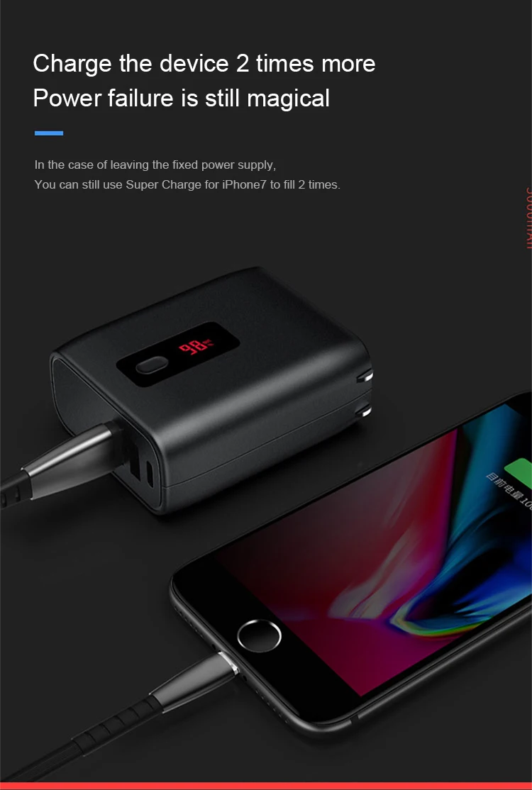 CYKE Mobile power charging head two in one multi-function self-contained plug digital display power