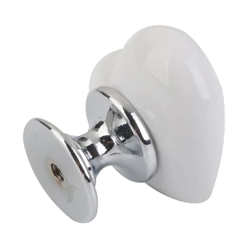 

New 1pc Heart Shape Furniture Cabinet Cupboard Drawer Ceramic Handle Pull Knob (S, White)