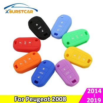 

Xburstcar for Peugeot 2008 2014 2015 2016 2017 2018 2019 3 Buttons Silicone Flip Car Key Cover Key Case Bag Holder Accessories