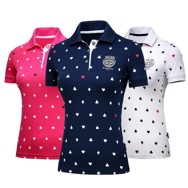 PGM Golf Shirt Woman Summer Outdoor Sport Short Sleeve Clothes T-shirts Clothes Golf Apparel