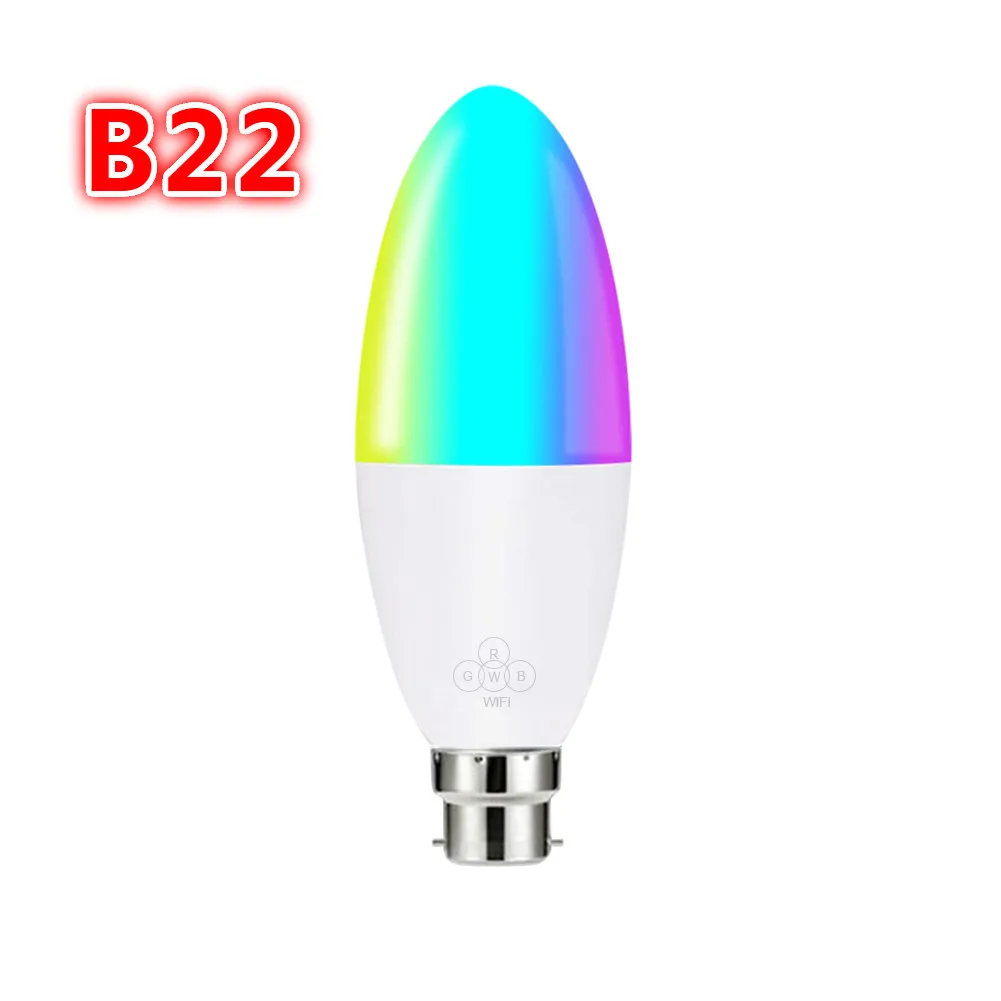 B22 Смарт WiFi Свеча лампа E14/E27 RGB лампа поддержка Alexa/Google Home/IFTTT смарт-динамик Голосовое управление 6 Вт светодиодные лампы украшения - Комплект: B22