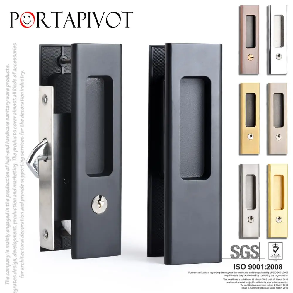 Mute Mortice Sliding Door Lock Hidde Handle Interior Door Pull Lock Modern Anti-theft Room Wood Furniture Hardware PT