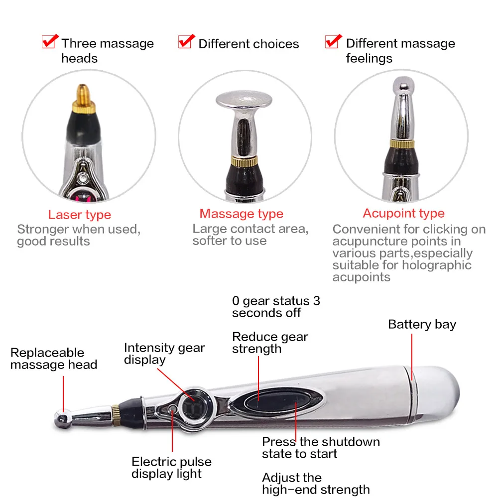 Electronic Acupuncture Massage Pen Smart Pulse Meridian Energy Pen Pain Relief For Back Neck Face Beauty Roller