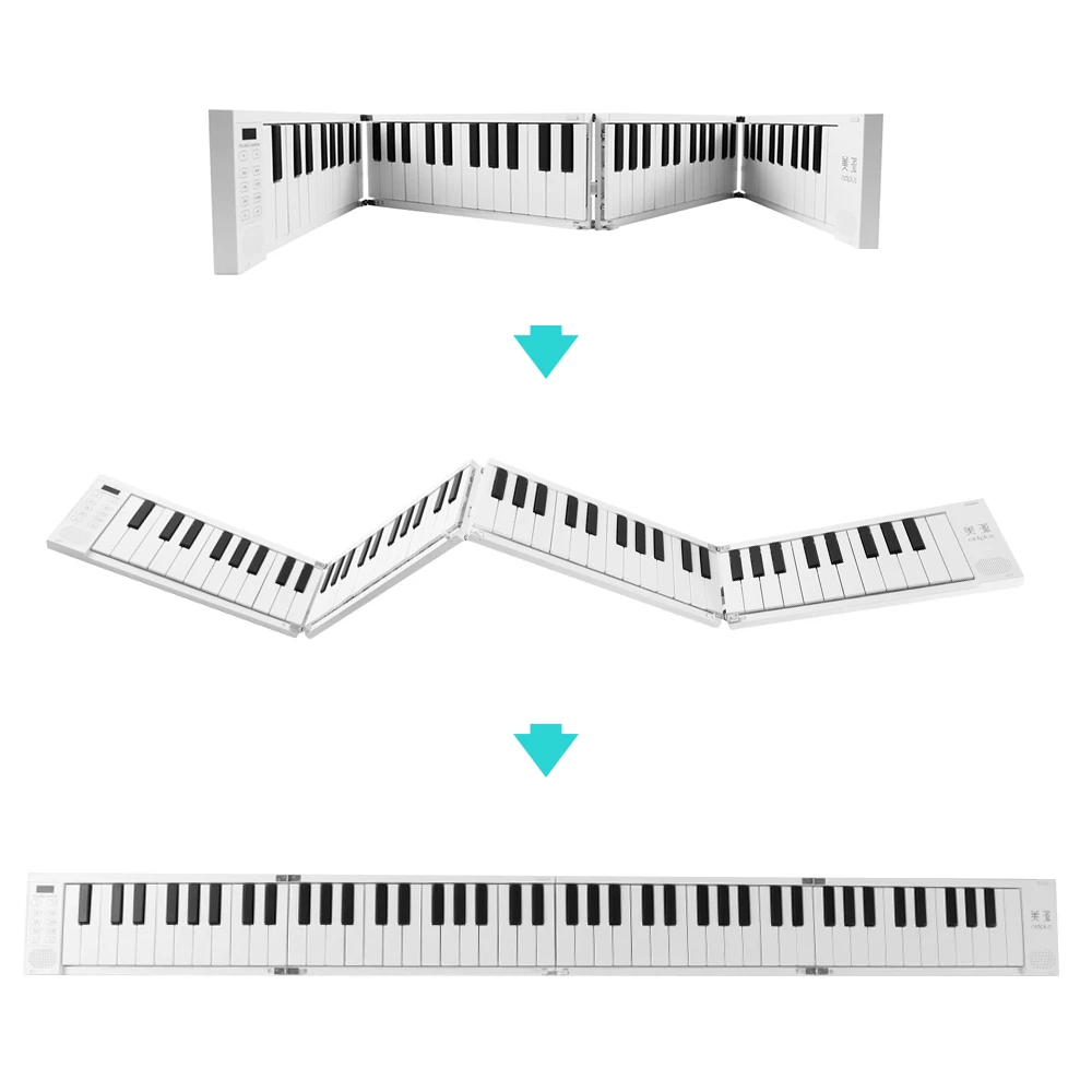 MIDIPLUS 88 Keys Foldable Electronic Piano Portable Keyboard 128 Tones Dual Speakers Headphone Output with Sustain Pedal 49-Key