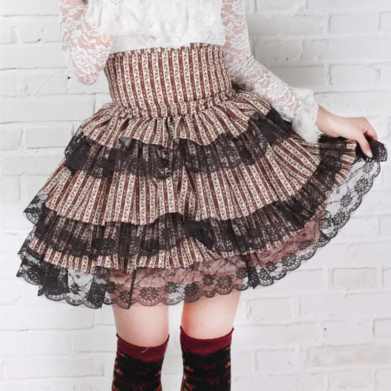 Милая женская юбка в японском стиле Lolita Princess Gentlewomen с высокой талией