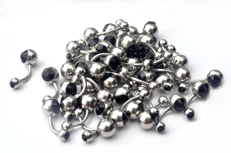 Navel piercing jewelry set with crystals