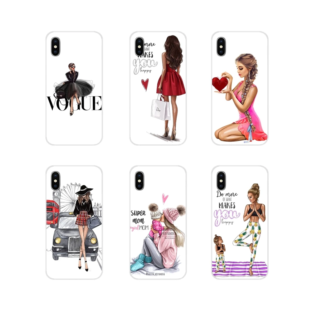 Для sony Xperia Z Z1 Z2 Z3 Z5 compact M2 M4 M5 C4 E3 T3 XA huawei mate 7 8 Y3II Princess Super MaMa baby mom girl Мягкий чехол из