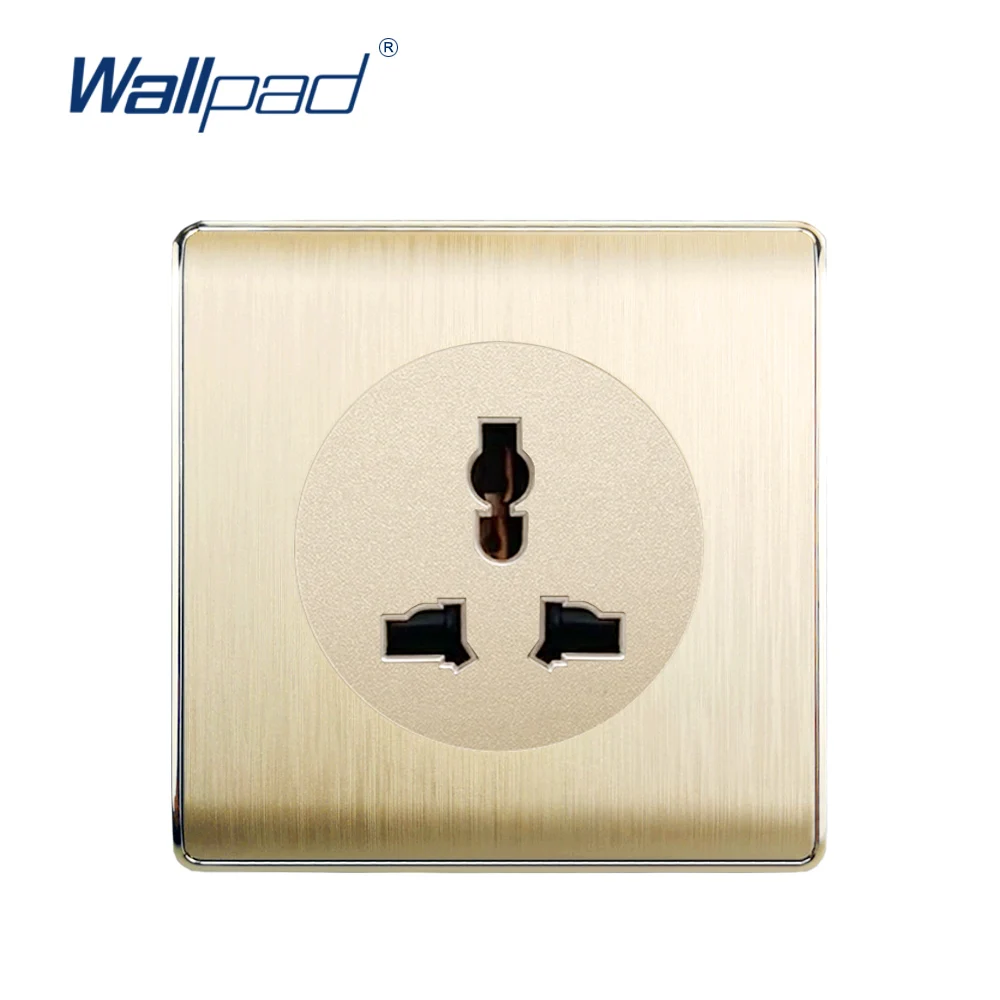 Настенная розетка Wallpad 3 Pin MF электрическая Золотая матовая панель из