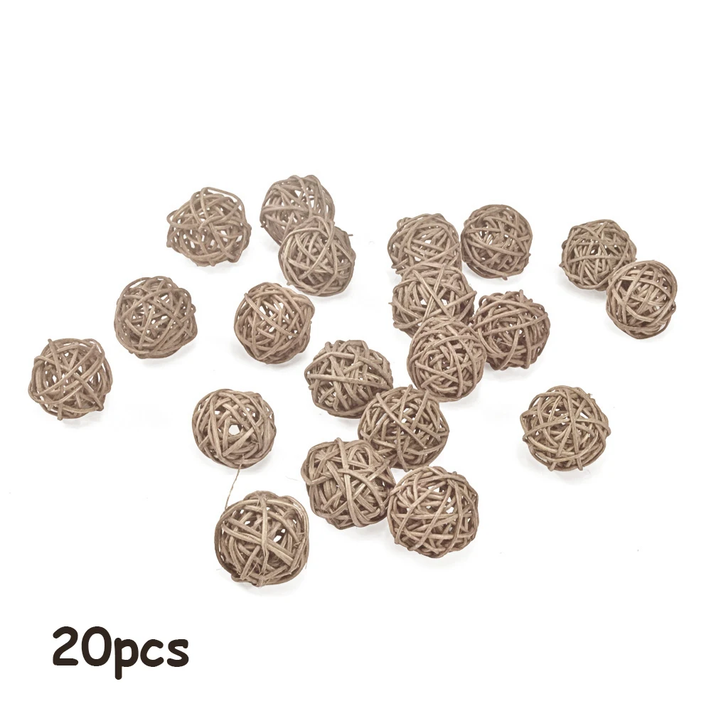 Wood B-Смешанные 3 см/5 см 20 шт круглой формы Ротанговые шары Sepak Takraw для рождества, дня рождения, вечеринки и дома, свадебные украшения - Цвет: Wood
