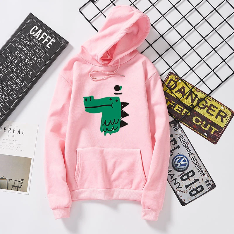 Kawaii Cartoon dinosaur print hoodies men dinosaur Multicolor men's hoodies Loose Fitted Oversized hoodie men streetwear