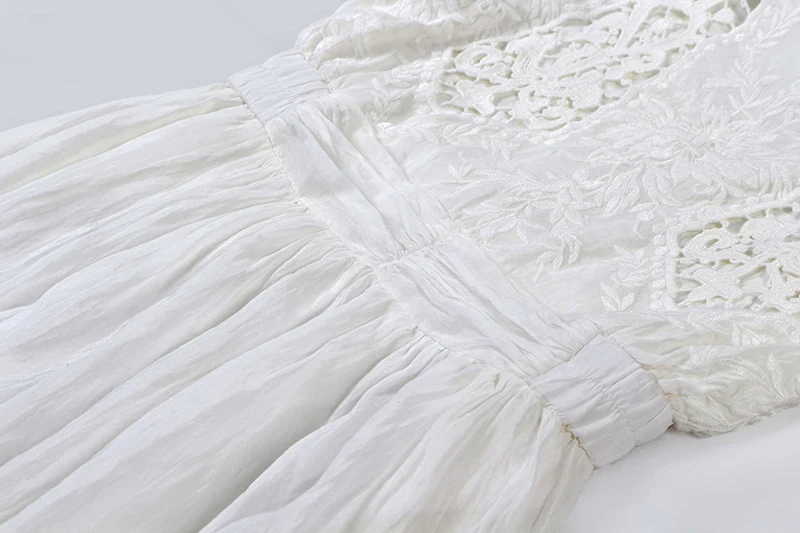 TEELYNN шелковое хлопковое кружевное платье вышивка с белыми цветами вечерние платья винтажные миди осенние платья брендовые длинные платья для женщин