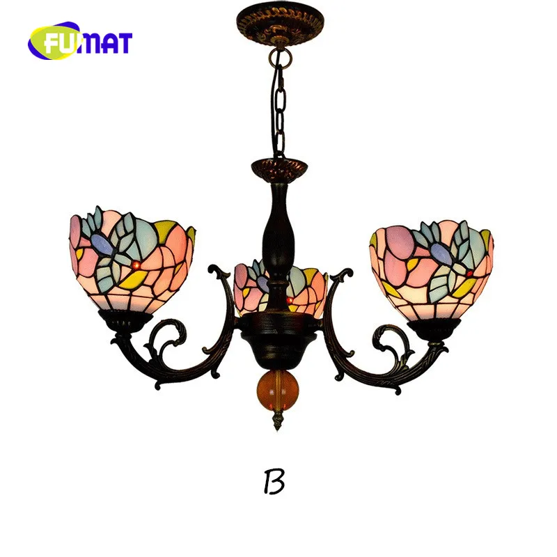 FUMAT Tiffanylamp люстра освещение витражное стекло цветок тени блеск освещение приспособление кухонный светодиодный современный подвесной потолочный светильник