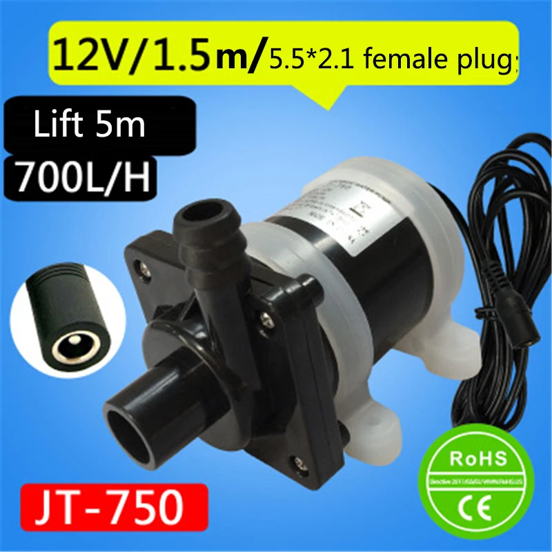 pump 12V Female Plug Водяной насос DC 12 В 24 В погружной насос 800л/ч BLDC 12 Вольт в бесщеточный микро-двигатель DC трансформатор напряжения AC насосы Pomp JT-750 - Напряжение: pump 12V Female Plug