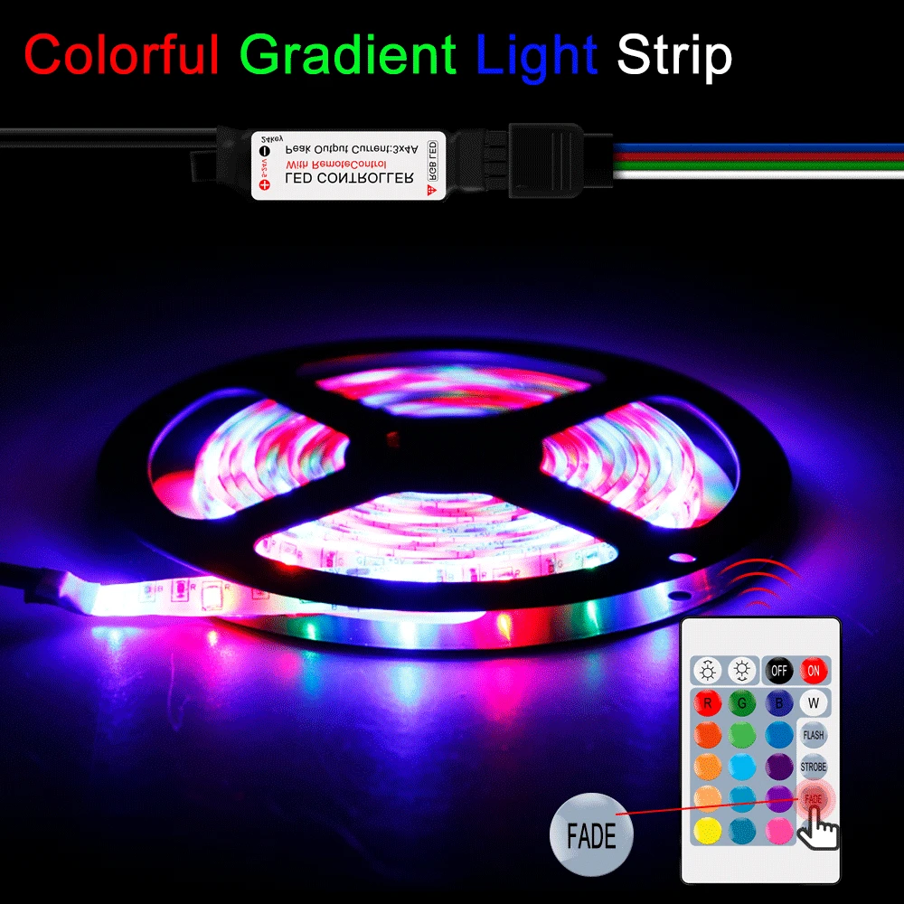 Светодиодная лента RGB, светильник 5 В, светодиодный светильник, лента 2835, водонепроницаемая светодиодная лента rgb IP65, Светодиодная лента с подсветкой, Гибкий контроллер 0,5 м~ 5 м