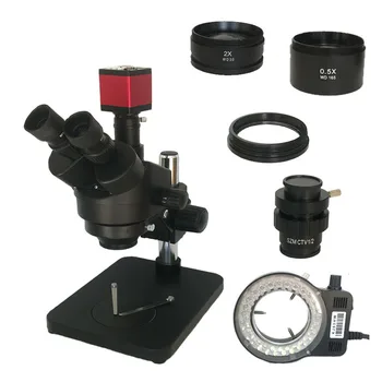 

Zoom 3.5X-90X Trinocular Stereo Microscope HDMI VGA Industrial 13MP Camera objective auxiliary lens 0.5X 2.0x phone repair