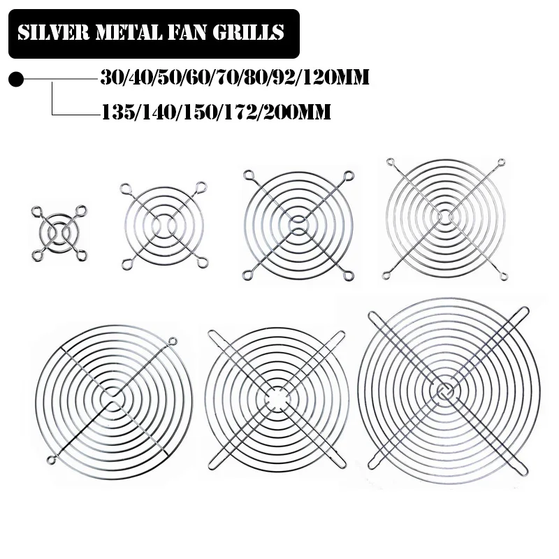 Ventilador de Resfriamento de Metal Peças Grelha de Resfriamento Cobertura de Computador 30 mm 40 mm 50 mm 60 mm 70 mm 80 mm 90 mm 120 mm 135 mm 140 mm 170 mm 200 mm - Imagem 6