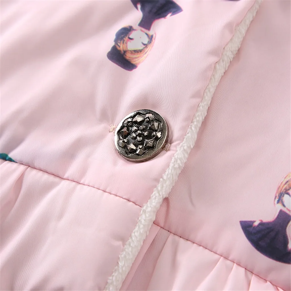 Зимнее детское ветрозащитное пальто с капюшоном для девочек одежда принцессы с героями мультфильмов для маленьких девочек Детская Хлопковая плотная верхняя одежда, куртки Winterjas Meisje