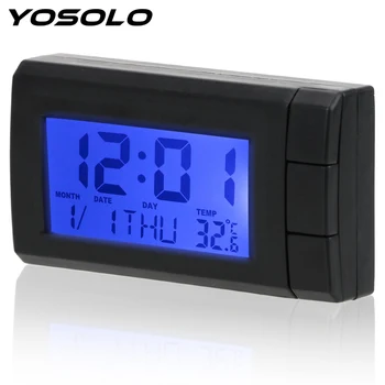 

YOSOLO Temperature Display Electronic Clock Auto Watch Thermometer Self-Adhesive Car Ornaments Car LCD Digital Display Clock