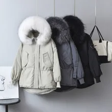 Winter Jacket Women New Winter Large Size Raccoon Fur Women's Parkas Female Coat Jackets with White Duck Hood Down Jacket