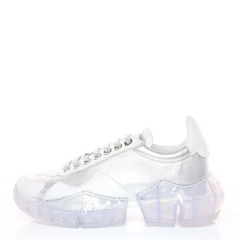 

YECHNE Women Walking Shoes Real Leather Women Flat Shoes Real Women Learn Women Walking Shoes Silver Leisure Shoes