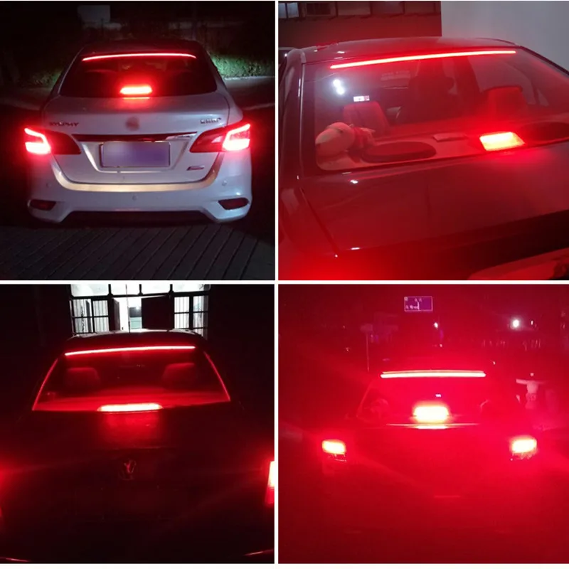 

12V Car Led Strip Brake Lights Auto Rear Tail Warning Lighting Universal Flexible Strips Lamp Automobiles Brakes Signal Light