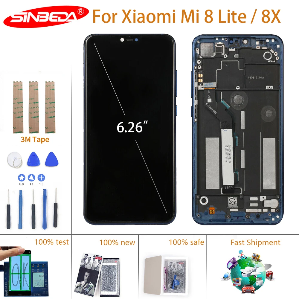 ЖК-дисплей и рамка для Xiaomi Mi 8 Lite/ 8X дисплей с дигитайзером сенсорного экрана в