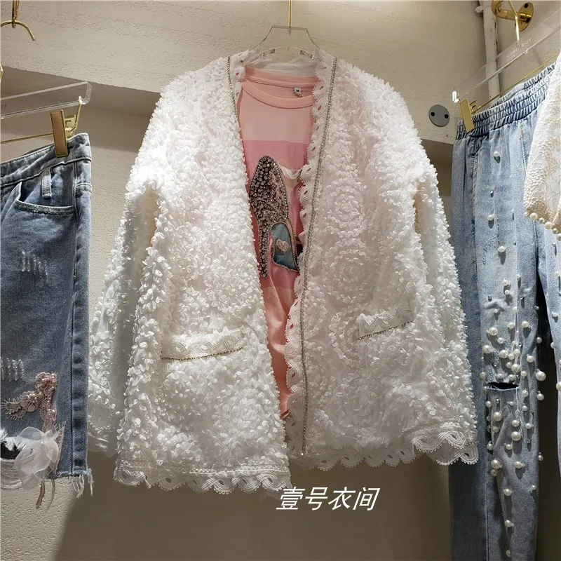 

Super Fairy Coat Women's 2020 Spring Summer New Three-dimensional Flowers Sweet Small Fragrance Shirt Jacket Ladies Jacket Coats