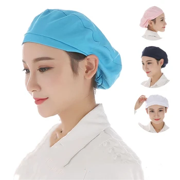 

Women Men Textile Food Factories Dustproof Caps Chef Kitchen Cleaning Work Caps Protective Breathable Mesh Hats Elastic