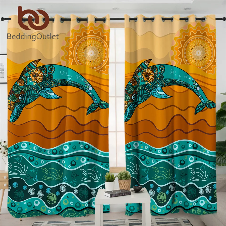 BeddingOutlet прыгающий Дельфин занавеска для гостиной бирюзовая Роскошная в виде